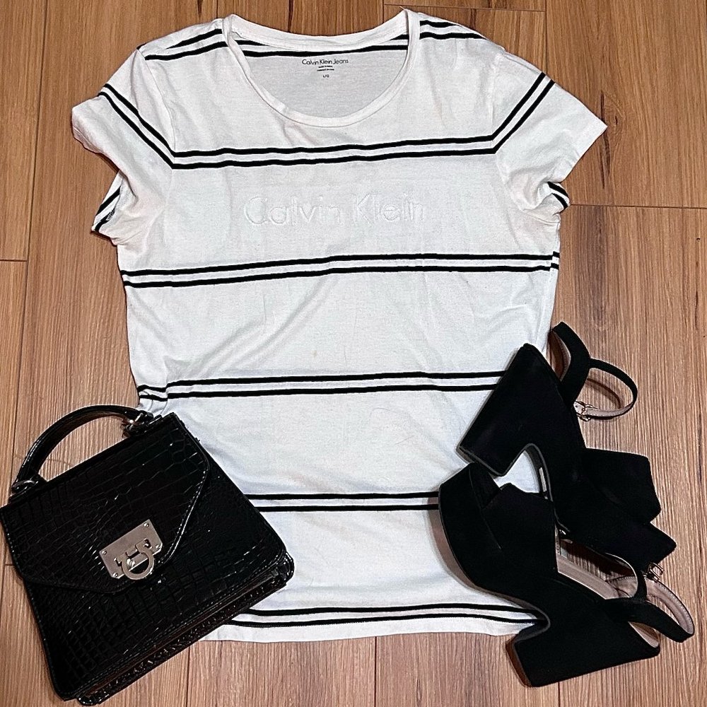 Calvin Klein Jeans black and white striped tee